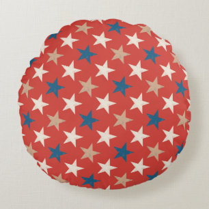 Patriotic American Stars pattern Round Cushion