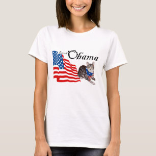 Patriotic American Tabby Cat for Obama T-Shirt