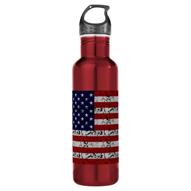 Patriotic American U.S.A. Flag of United States 710 Ml Water Bottle (Front)