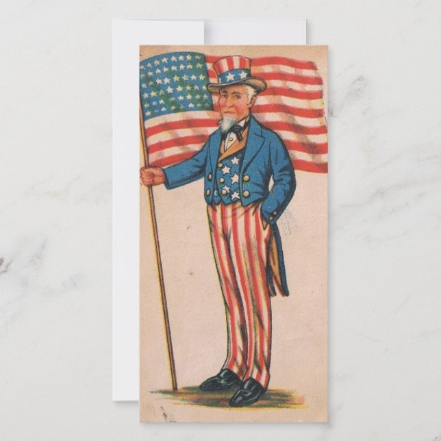 Patriotic American Uncle Sam 4th Of July Holiday Card (Front)