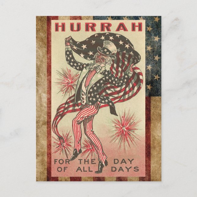 Patriotic American Uncle Sam 4th Of July Holiday Postcard (Front)