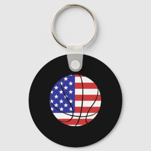 Patriotic American Us Flag Fourth July Bysketbyll Key Ring