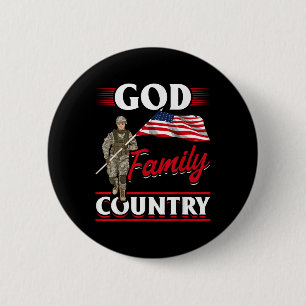 Patriotic American Us Flag God Family Country 6 Cm Round Badge