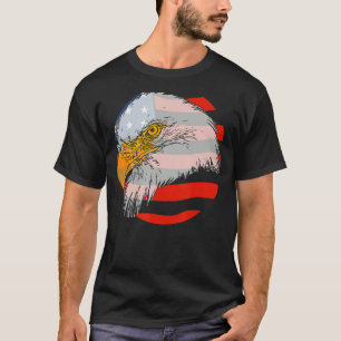 Patriotic American Us Flag Print Whit Bald Eagle I T-Shirt