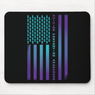 Patriotic American Us Flag Suicide Prevention Awar Mouse Mat