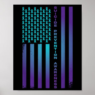 Patriotic American Us Flag Suicide Prevention Awar Poster