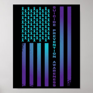 Patriotic American Us Flag Suicide Prevention Awar Poster