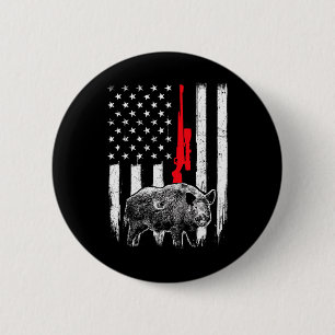 Patriotic American Usa Flag - Boar Hunting Wild Ho 6 Cm Round Badge