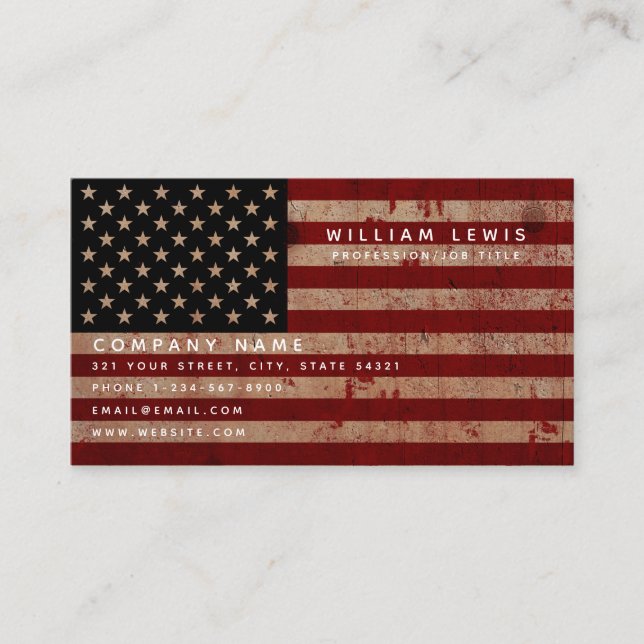 Patriotic American USA Flag Business Card (Front)