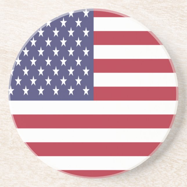 Patriotic American USA Flag Drink Coaster (Front)