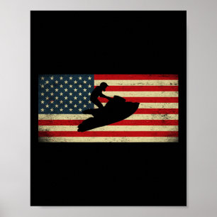 Patriotic American Usa Flag Jet Skiing Jet Ski Lov Poster
