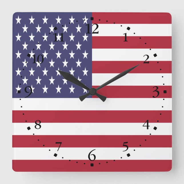 Patriotic American USA Flag Round Clock (Front)