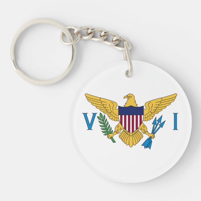 Patriotic American Virgin Islands Flag Key Ring (Front)