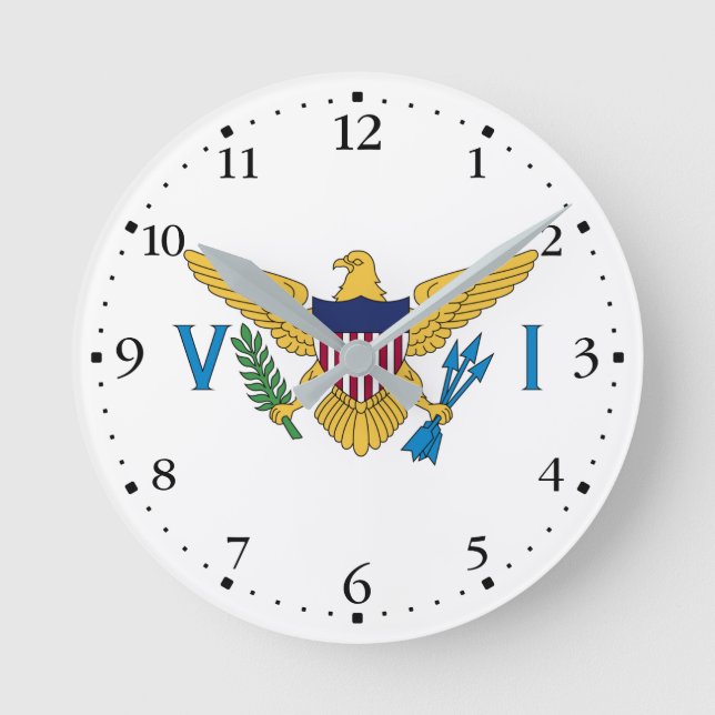 Patriotic American Virgin Islands Flag Round Clock (Front)