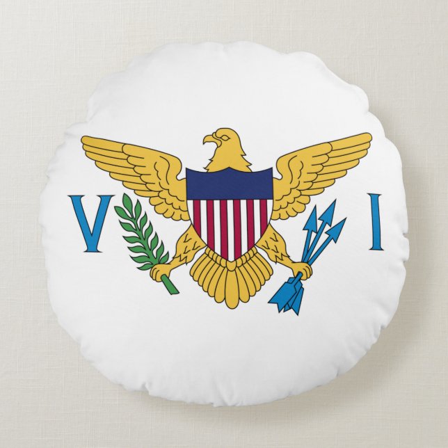Patriotic American Virgin Islands Flag Round Cushion (Front)