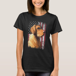Patriotic American Vizsla Dog Usa Flag T-Shirt