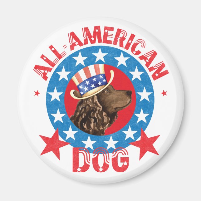 Patriotic American Water Spaniel Magnet (Front)