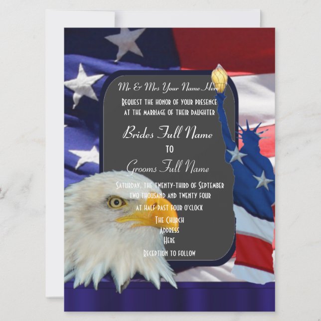Patriotic American wedding Invitation (Front)