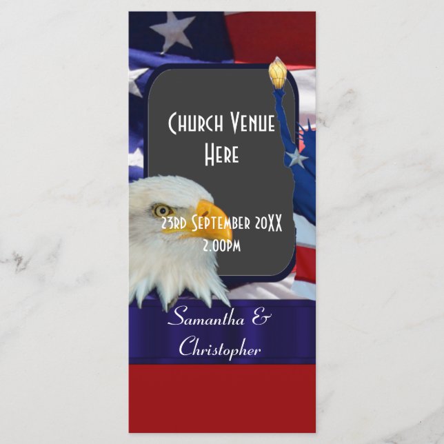 Patriotic American wedding wedding program Programme (Front)