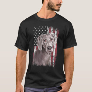 Patriotic American Weimaraner Dog Usa Flag T-Shirt