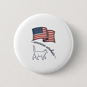 Patriotic American Wirehair Cat Vintage Design_1 6 Cm Round Badge