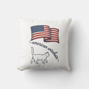 Patriotic American Wirehair Cat Vintage Design_1 Cushion