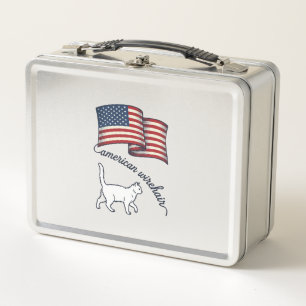 Patriotic American Wirehair Cat Vintage Design_1 Metal Lunch Box