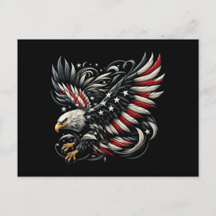Patriotic American With Eagle And USA Flag Postcard