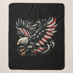 Patriotic American With Eagle And USA Flag Sherpa Blanket