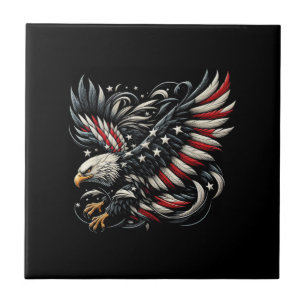 Patriotic American With Eagle And USA Flag Tile