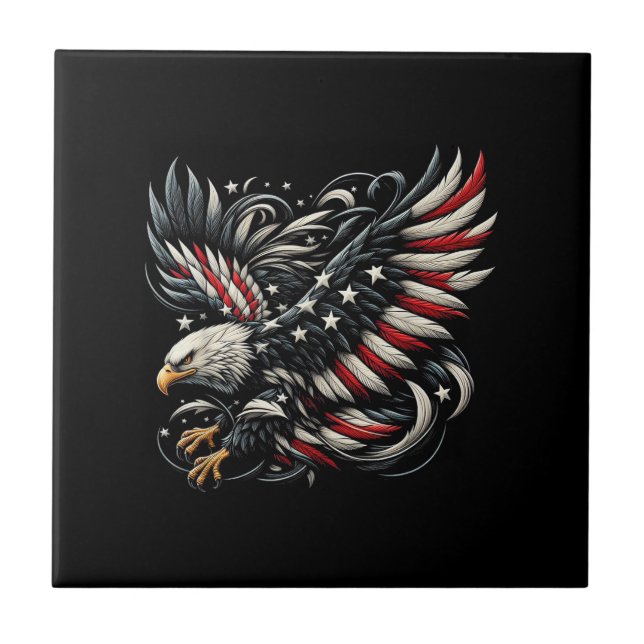 Patriotic American With Eagle And USA Flag Tile (Front)
