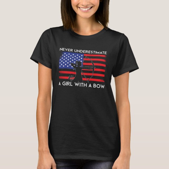 Patriotic American Woman Archer T-Shirt (Front)