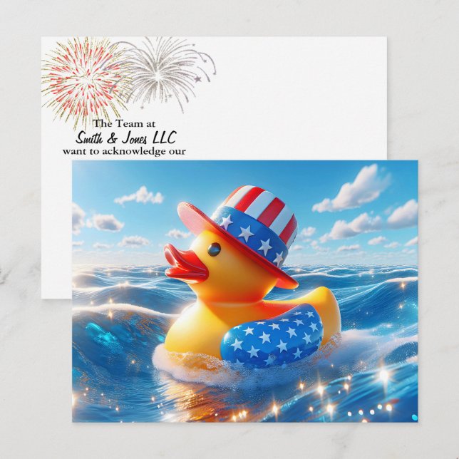 Patriotic American Yellow Rubber Duck Postcard (Front/Back)