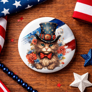 Patriotic Americana Cat 3 Cm Round Badge