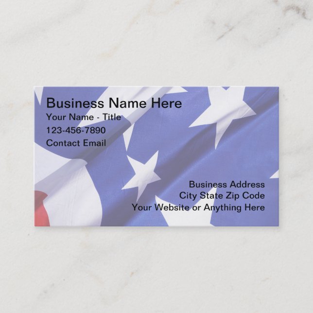 Patriotic Americana Theme Business Cards (Front)