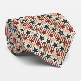 Patriotic Americana USA Fireworks Stars 4th July Tie