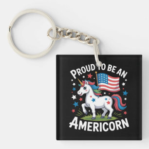 Patriotic Americorn Unicorn 4th of July Patriotic Key Ring