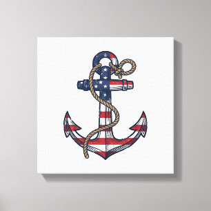 Patriotic Anchor Vintage Vector Design_1 Canvas Print