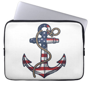 Patriotic Anchor Vintage Vector Design_1 Laptop Sleeve