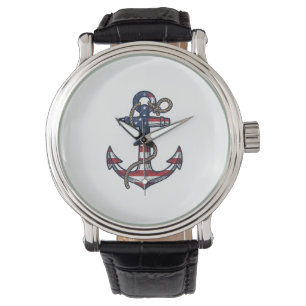 Patriotic Anchor Vintage Vector Design_1 Watch