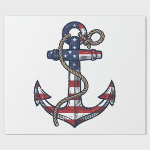 Patriotic Anchor Vintage Vector Design_1 Wrapping Paper