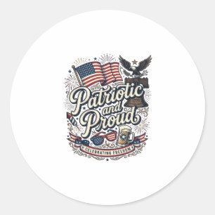 Patriotic and Proud Vintage Fourth of July Classic Round Sticker