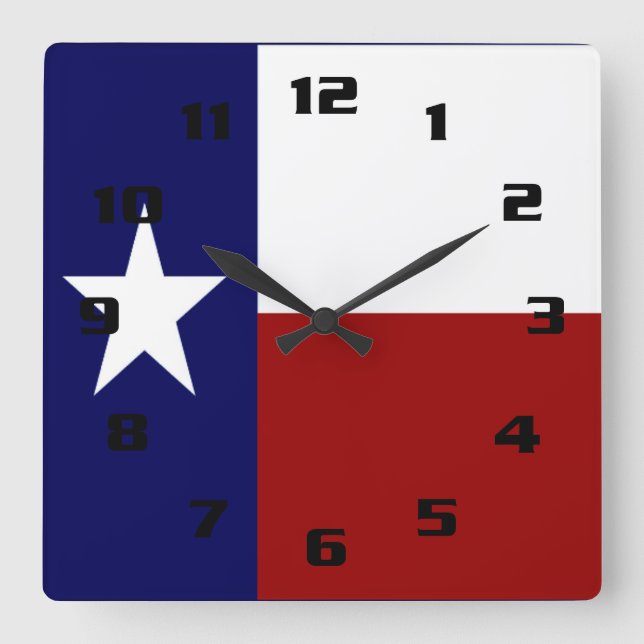 Patriotic and Vibrant Texas Flag Square Wall Clock (Front)
