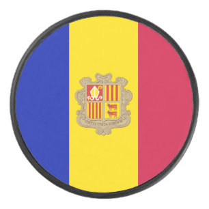Patriotic Andorra Flag Hockey Puck