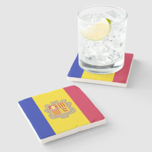 Patriotic Andorra Flag Stone Coaster