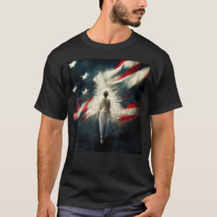 Patriotic Angel With Wings and USA Flag AI 1 T-Shirt