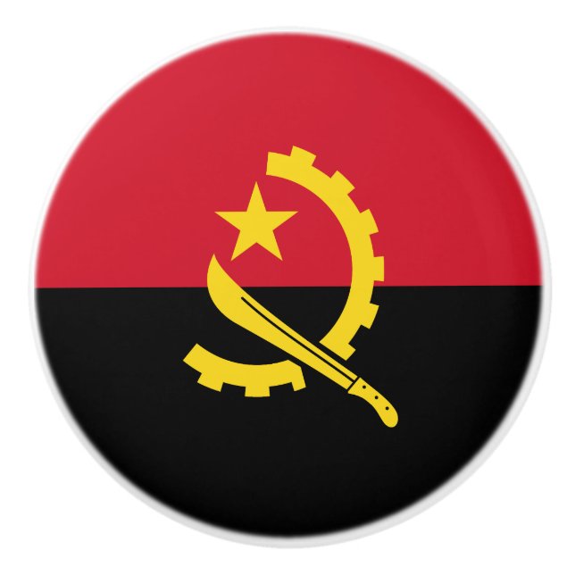 Patriotic Angolan Flag Ceramic Knob (Front)