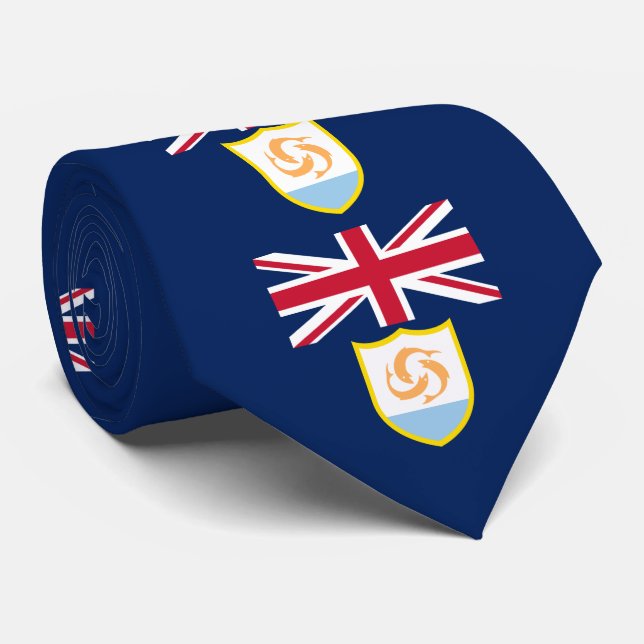 Patriotic Anguilla Flag Neck Tie (Rolled)
