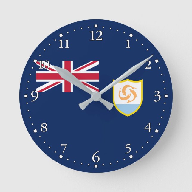 Patriotic Anguilla Flag Round Clock (Front)