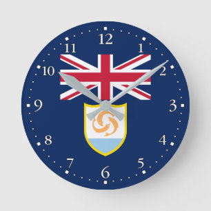 Patriotic Anguilla Flag Round Clock